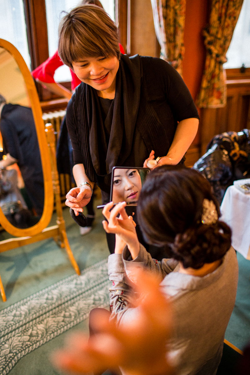 Use mirrors to add depth and interest to bridal preparation shots